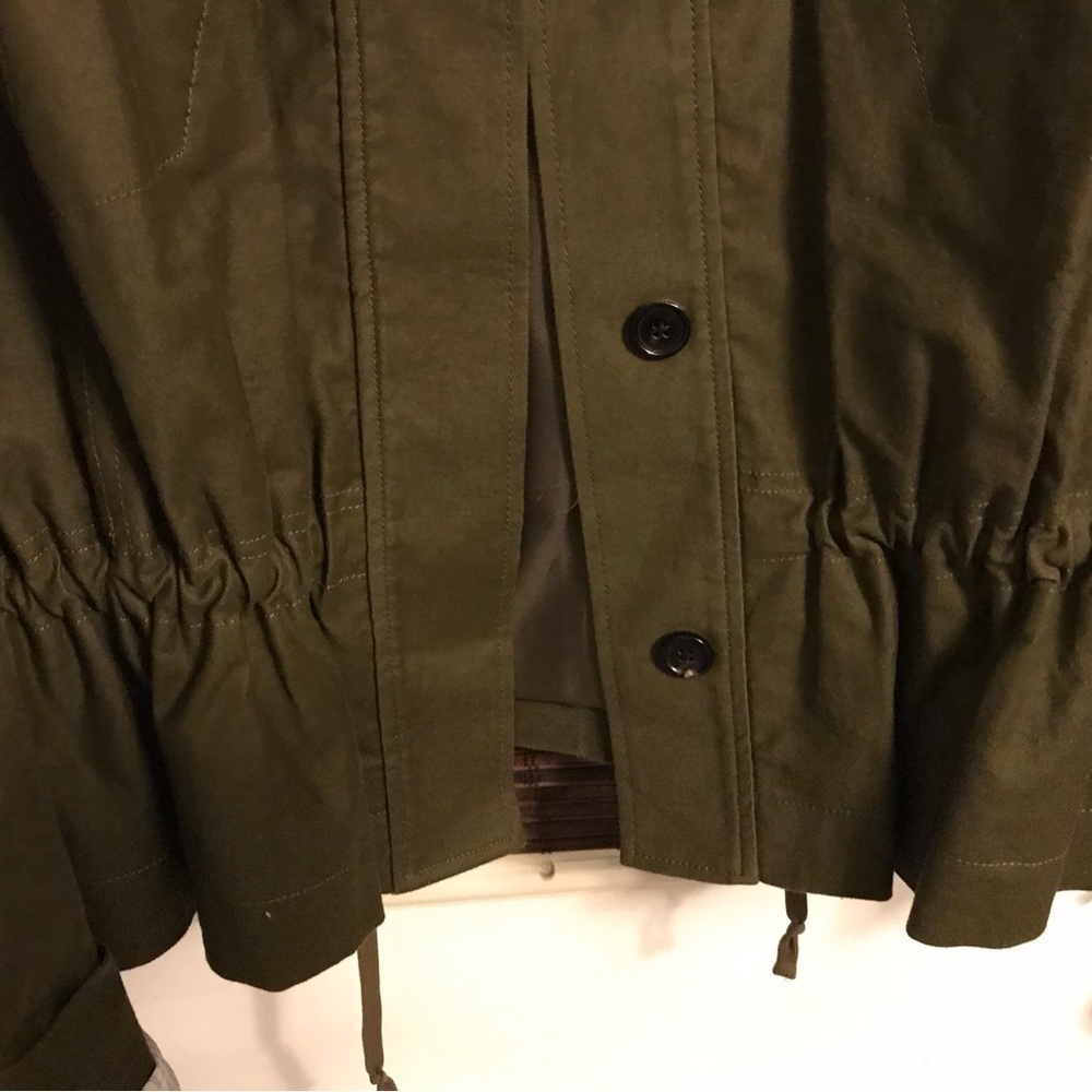 Frame Woman Cotton-Blend Canvas Peplum Jacket Army Green - Size L - Picture 5 of 5